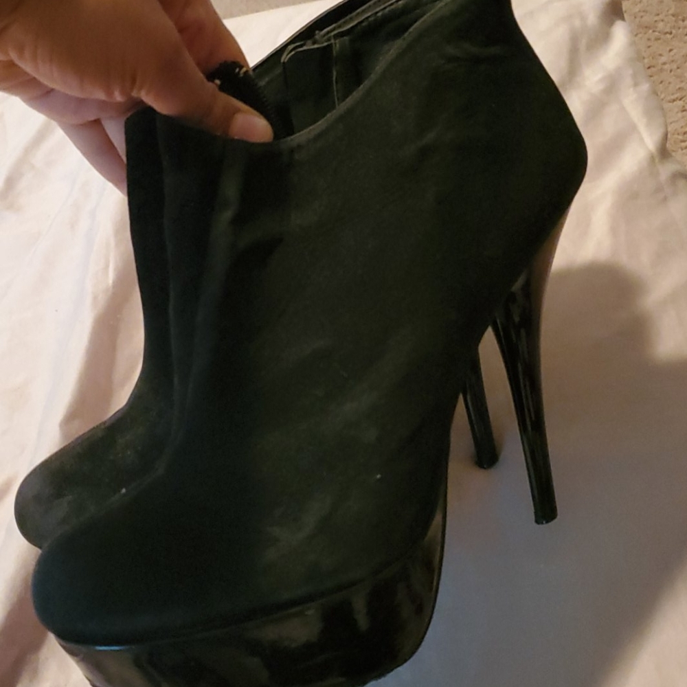 Ankle high, black high heels
